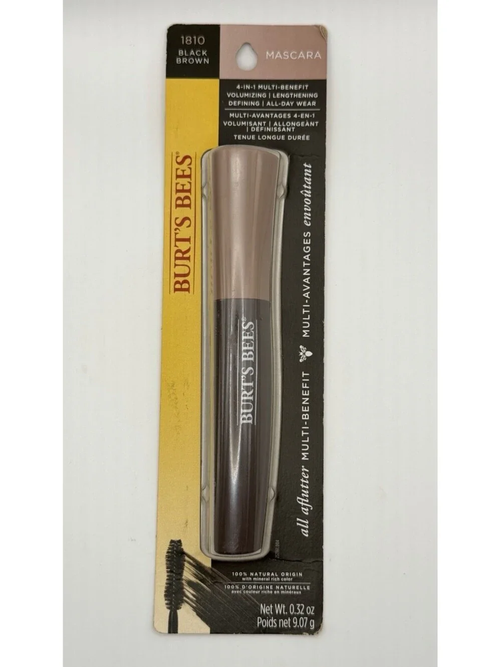 Burt's Bees All Aflutter Multi-Benefit Mascara 1810 Black Brown 0.32oz Full Size